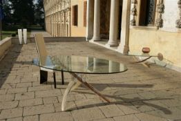 1 x Reflex "Fili D Erba" Dining Table – Oval Glass Dining Table With 15mm Thick Glass Bevelled