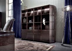 1 x Giorgio Absolute Double Bookcase 4084 – Mako Japanese Tamos Burl Veneer With a High Gloss Finish