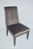 1 x Giorgio Absolute Dining Chair With Dark Grey Velvet Upholstery - Features Solid Beech Bases With