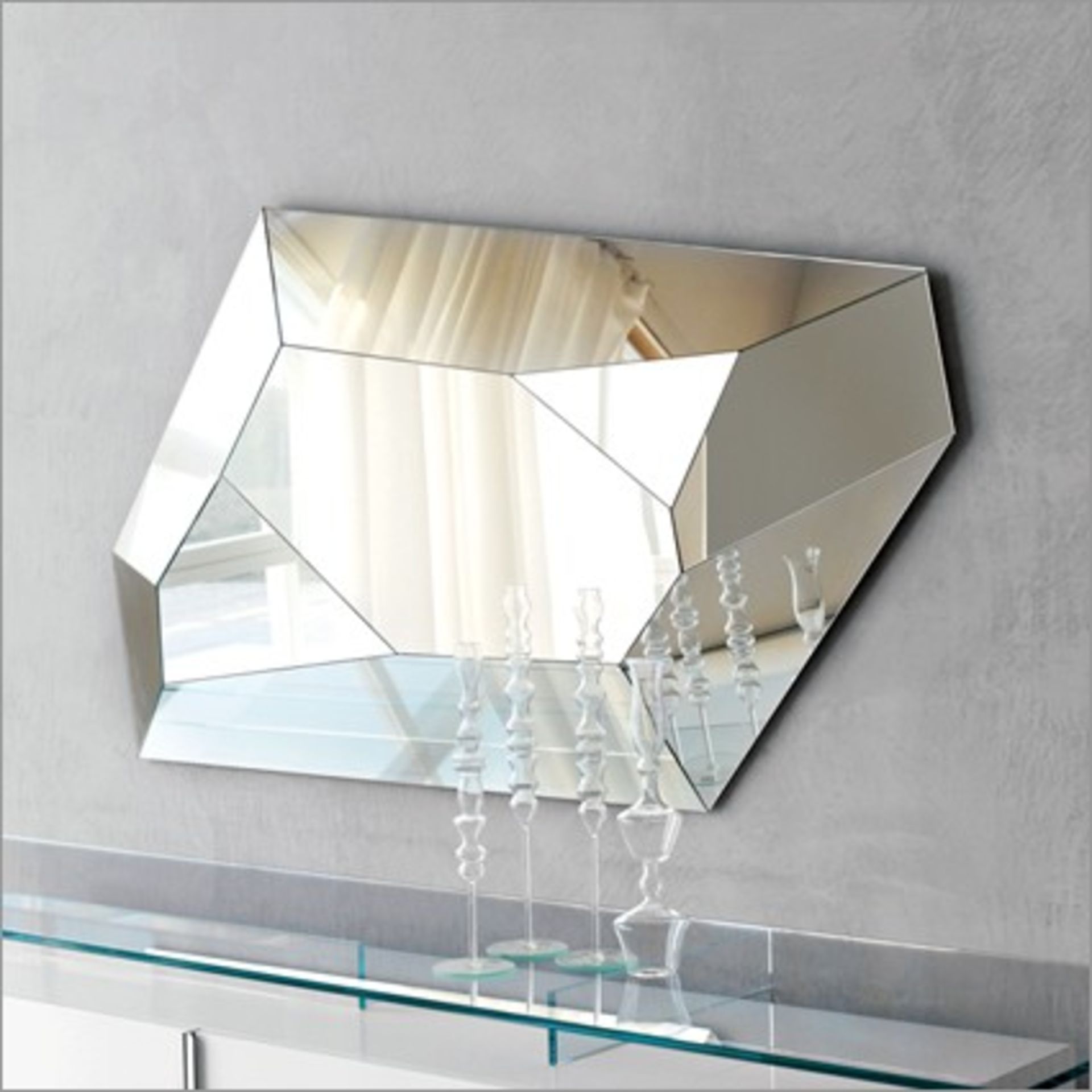 1 x Cattelan Diamond Cut Wall Mirror by Paolo Cattelan100x160cm  - Ref: 2805046 - CL087 **Item Has