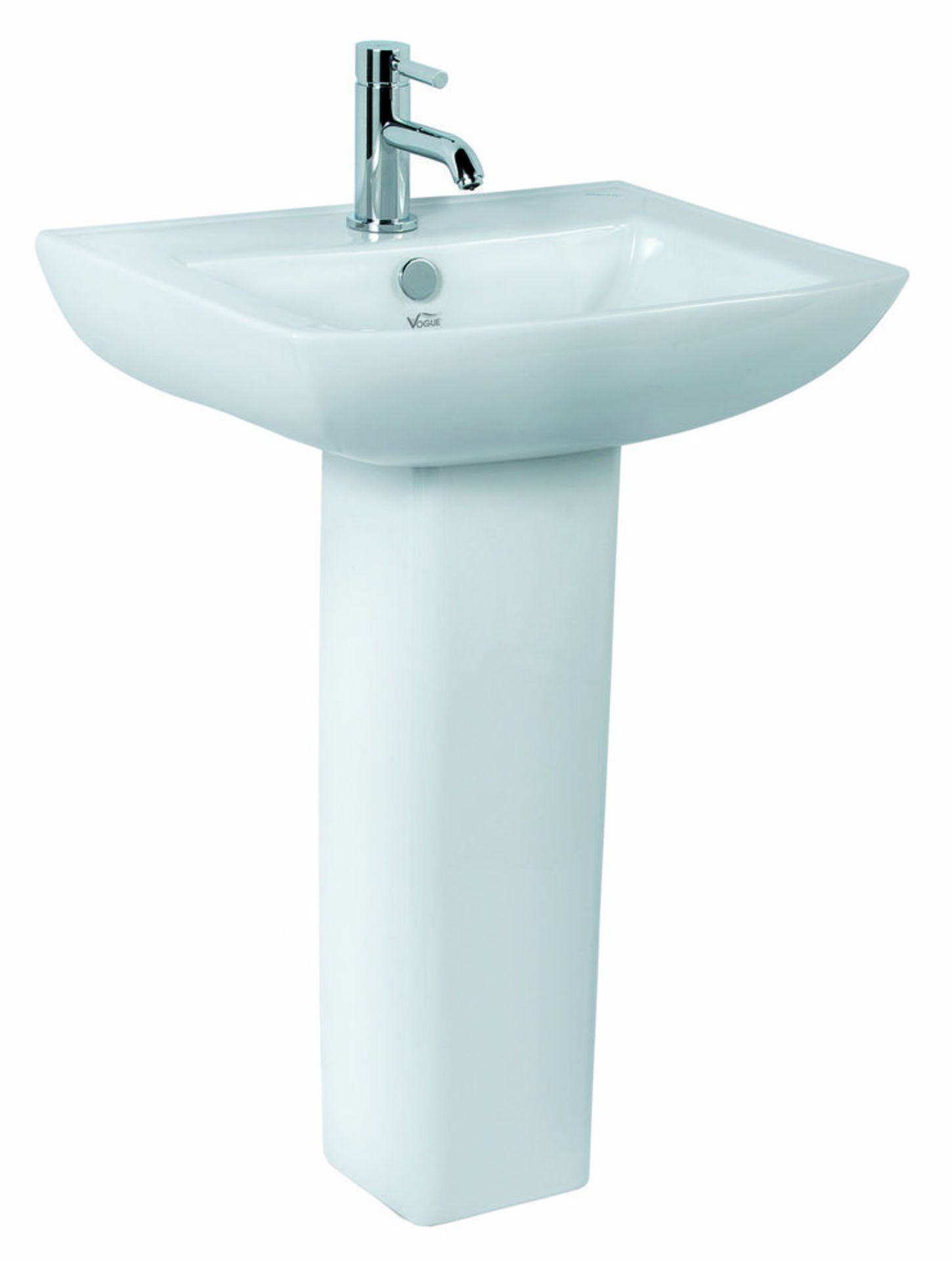4 x Vogue Bathrooms CASOLI Single Tap Hole SINK BASINS With Pedestals - 600mm Width - Brand New
