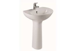 4 x Vogue Bathrooms COMFORT Single Tap Hole SINK BASINS With Pedestals - 600mm Width - Brand New