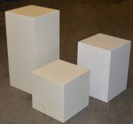 30 x Retail Store Exhibition Display Plinths - Gloss Whte - Unused Stock - In Four Various Heights -