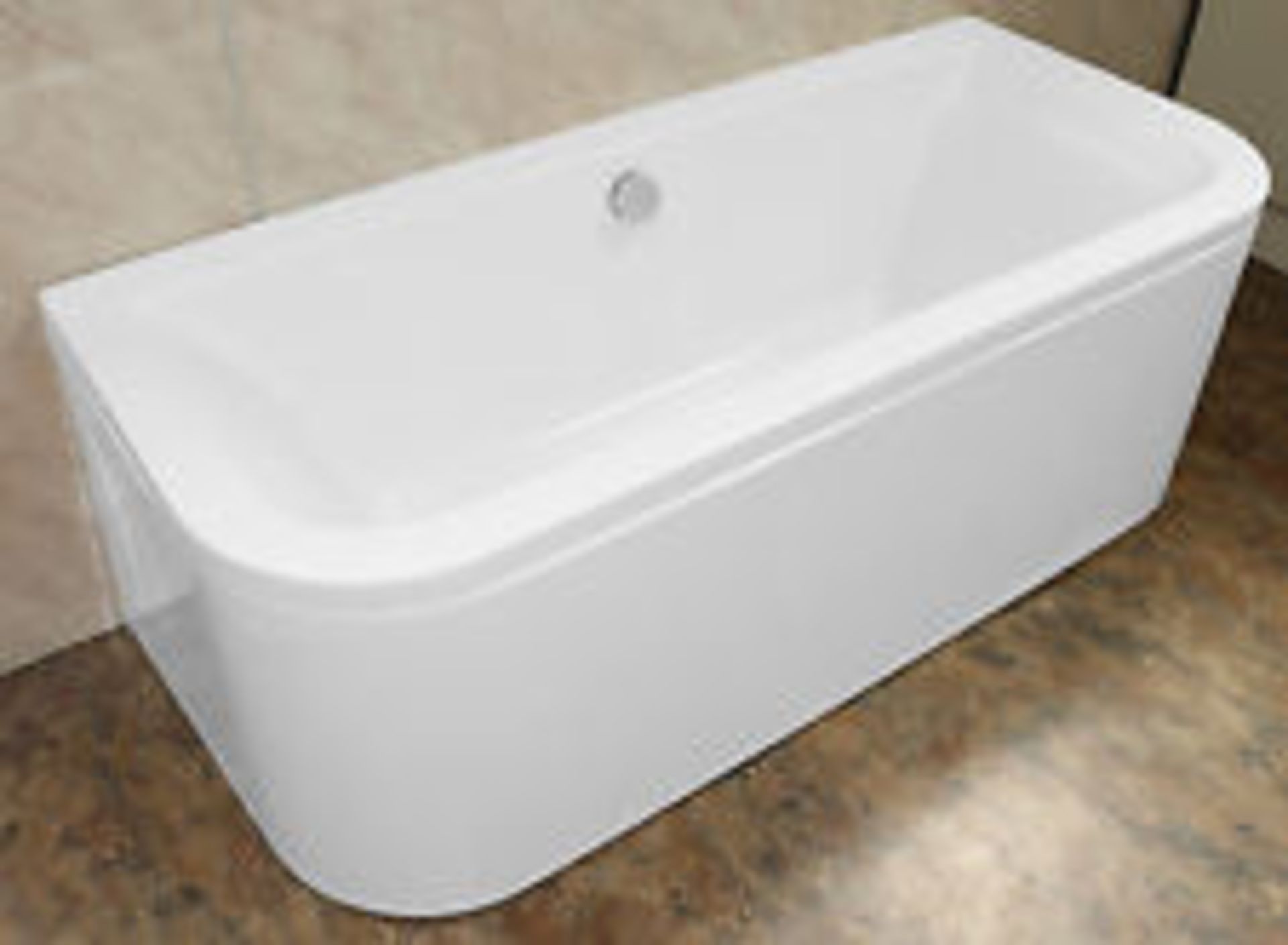 1 x Vogue Bathrooms Options Back to Wall D Shape Double Ended Acrylic Bath With Side Panel - Stylish