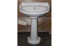 20 x Vogue Bathrooms HEYWOOD Two Tap Hole SINK BASINS With Pedestals - 580mm Width - Brand New Boxed