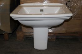 4 x Vogue Bathrooms REGAL Three Tap Hole SINK BASINS With Semi Pedestals - 600mm Width - Brand New