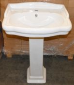 4 x Vogue Bathrooms ARTISIAN 600mm Two Tap Hole Bathroom SINK BASINS with Pedestals - 550mm Width -