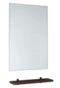1 x Vogue Bathrooms JUNO WALNUT Wall Hung Bathroom Mirror With Shelf - 450mm Width - Splash and