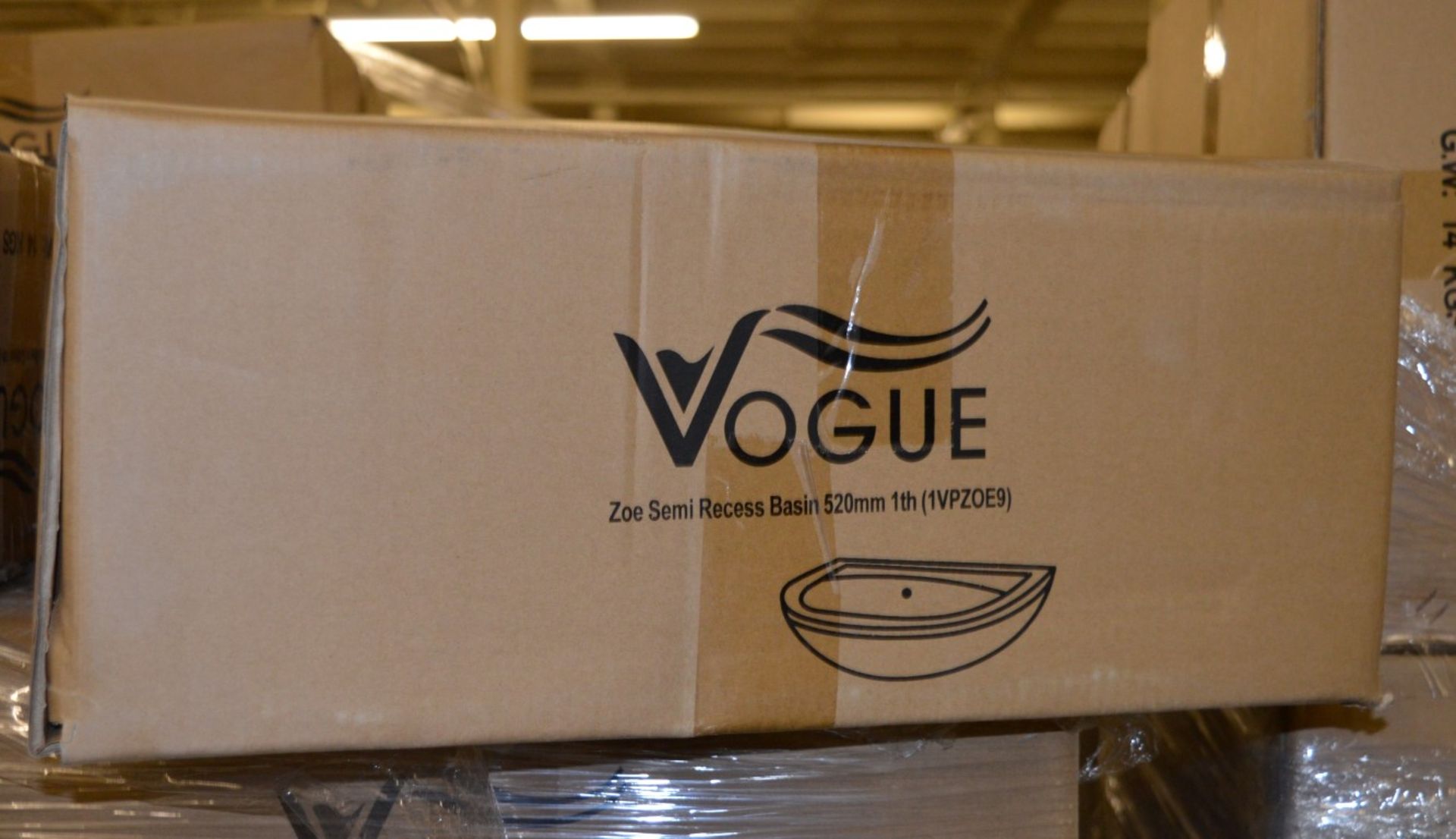 1 x Vogue Bathrooms ZOE Single Tap Hole SEMI RECEESED SINK BASIN - 520mm Width - Brand New Boxed - Image 2 of 3