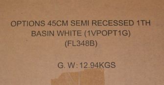 1 x Vogue Bathrooms OPTIONS Single Tap Hole SEMI RECESSED SINK BASIN - 450mm Width - Brand New Boxed