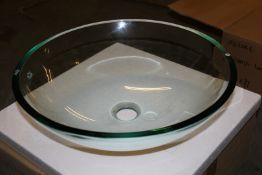 1 x Vogue Bathrooms ZAROS Clear Glass 420mm Wash Bowl - 15mm Thick - Perfect For The Modern Bathroom