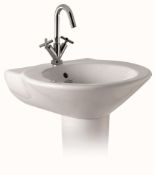 1 x Vogue Bathrooms TEFELI 1th 550mm Bathroom Sink Basin with Pedestal - Brand New and Boxed - Sleek
