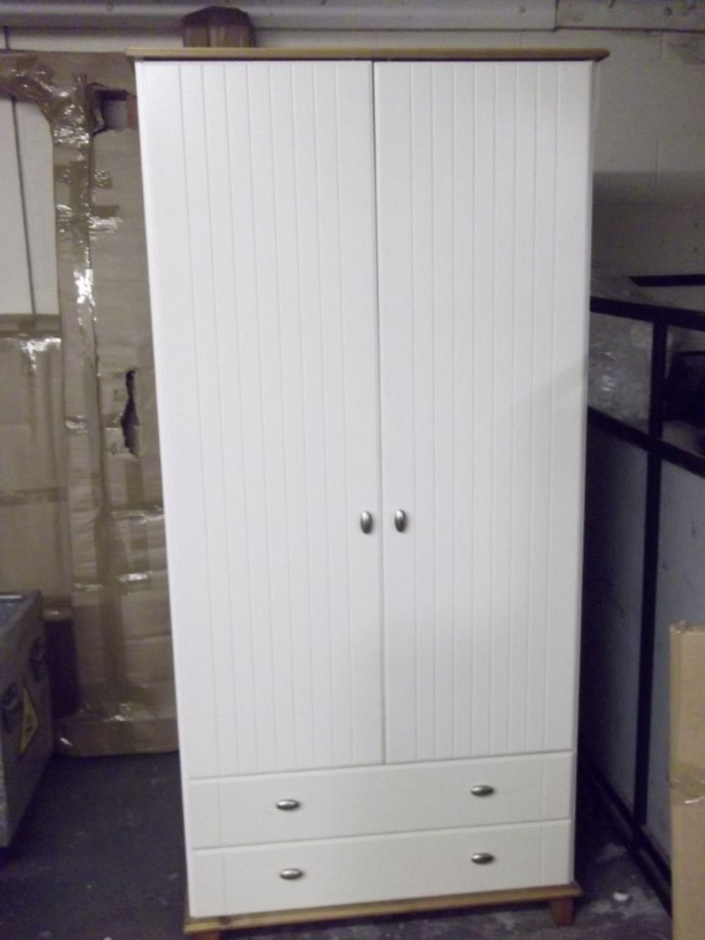 1 x Large Cream Wardrobe - 2 Door,/ 2 Drawer - Pre-Built - Pre-owned, In Good Condition - H181 x W81 - Image 5 of 7