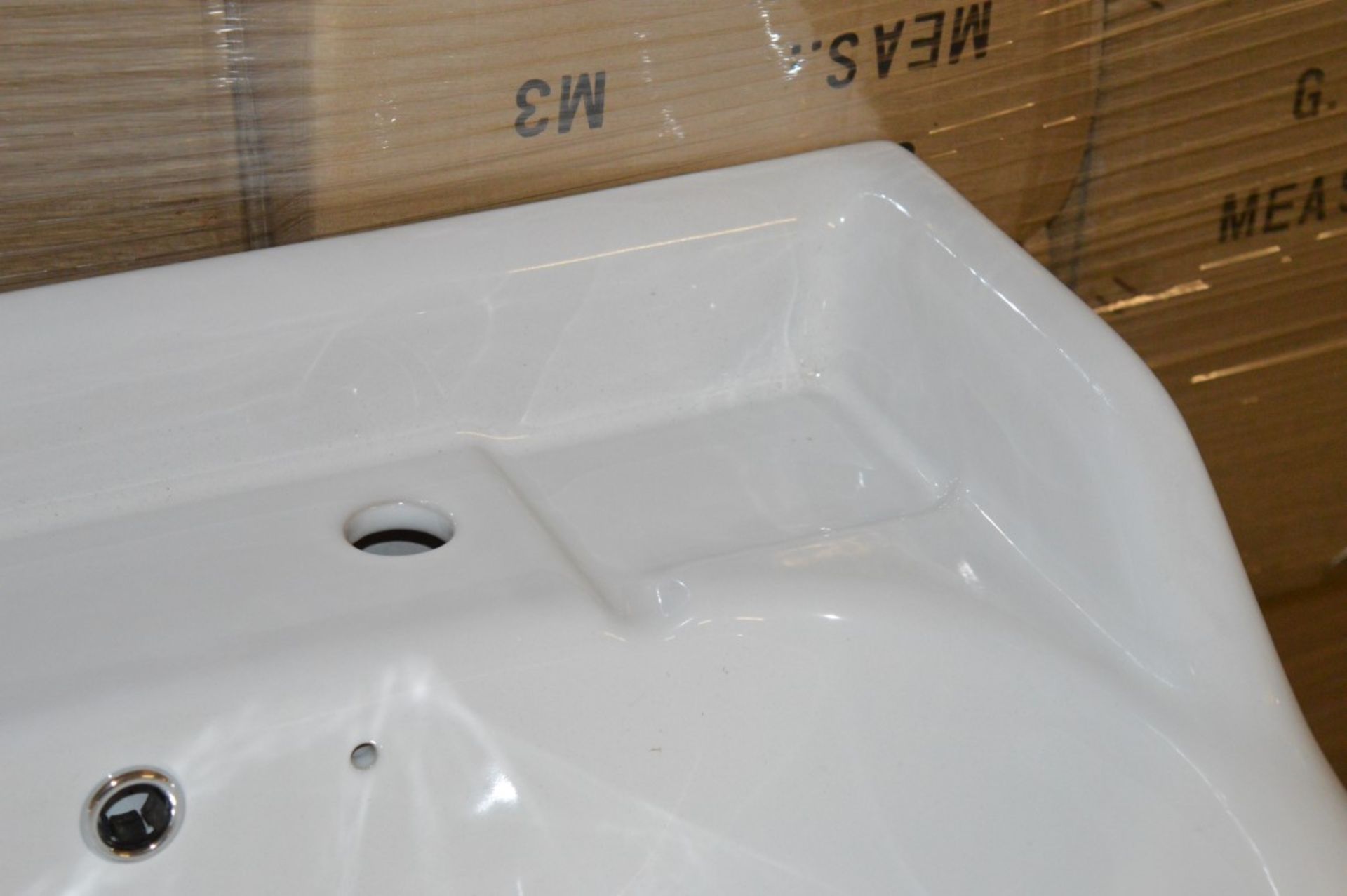1 x Vogue Bathrooms BELTON Single Tap Hole SINK BASIN With Pedestal - 580mm Width - Brand New - Image 4 of 5