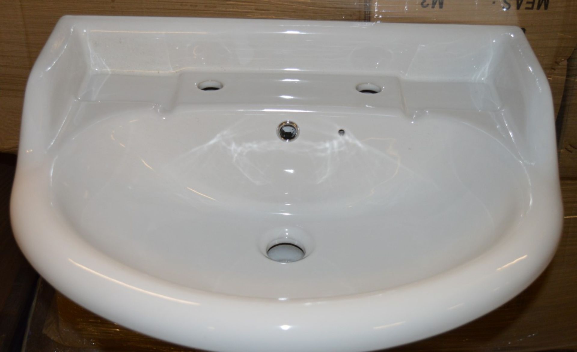 1 x Vogue Bathrooms BELTON Single Tap Hole SINK BASIN With Pedestal - 580mm Width - Brand New - Image 2 of 5