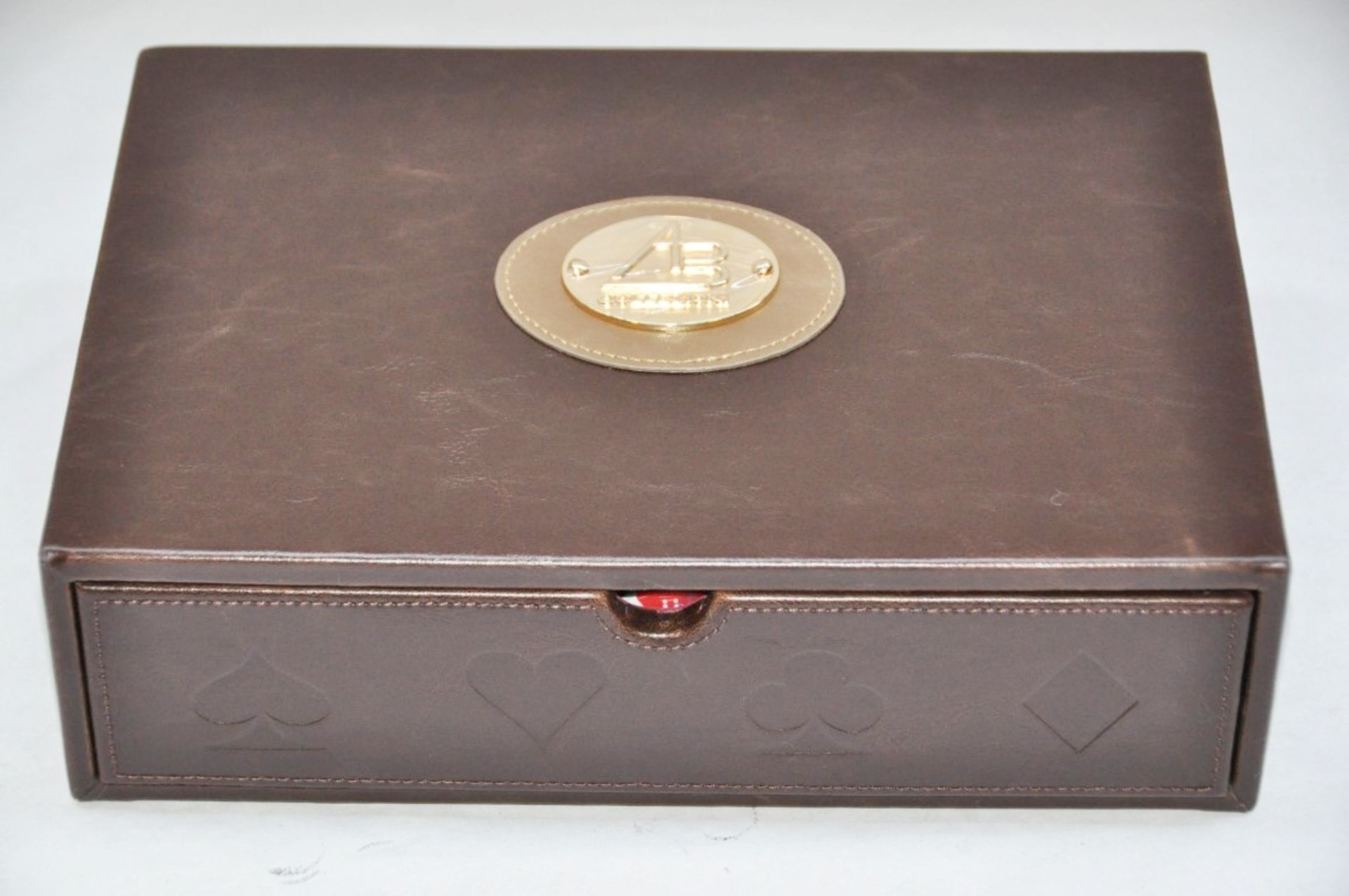 1 x "AB Collezioni" Italian Genuine Leather-Bound Luxury POKER SET (34048) - Features Beautiful - Image 3 of 8