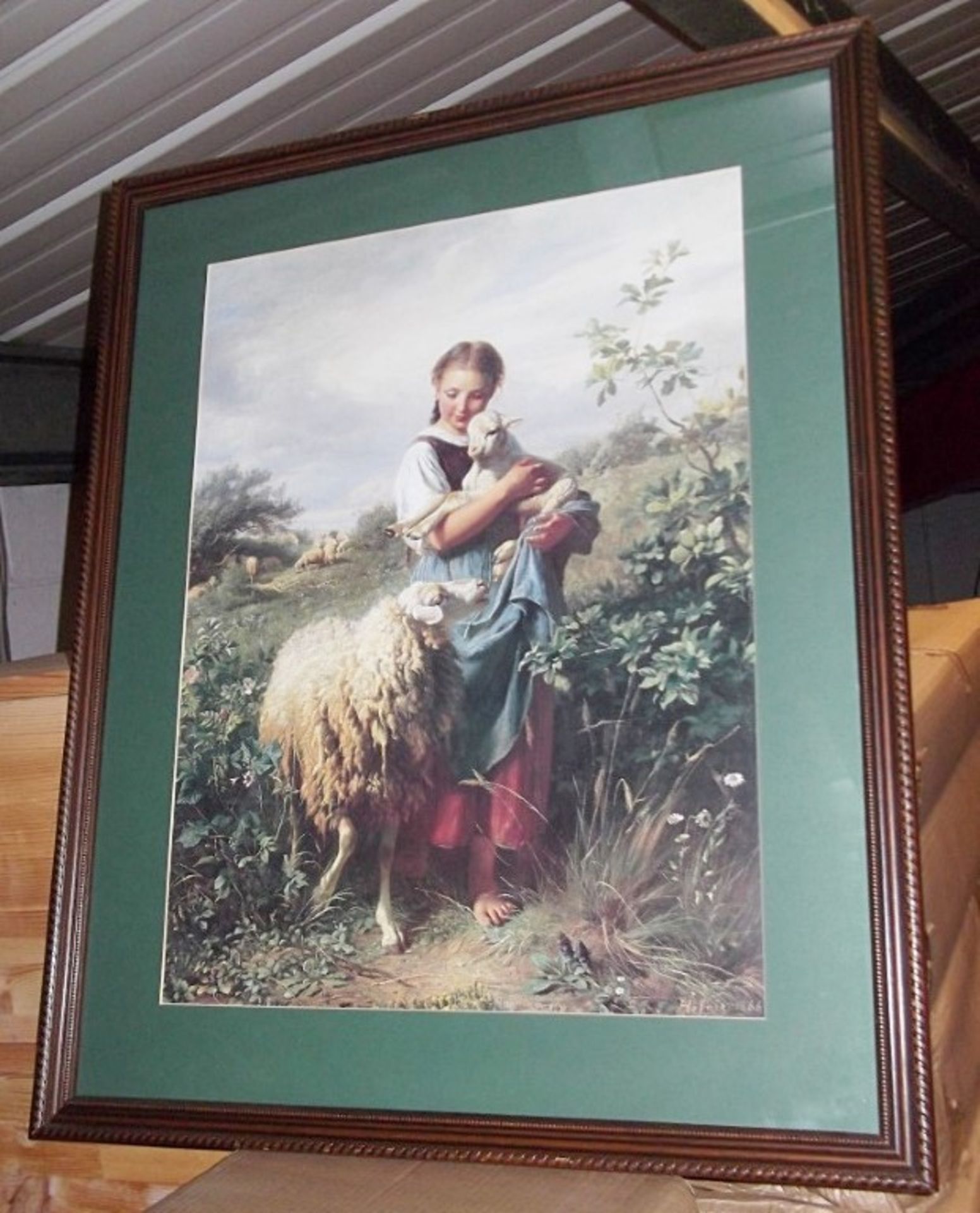 1 x Framed Art Print - The Shepherdess, 1866, Hofner - Pre-owned In Lovely Condition - Dimensions: