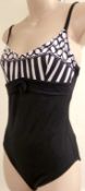 1 x Rasurel - Black/White patterned - Borneo Swimsuit - R20435 - Size 2C - UK 32 - Fr 85 - EU/Int 70