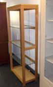 1 x Bentley Oak IllumintedOpen Display Unit With Glass Shelves & Light - Ex Display Stock –