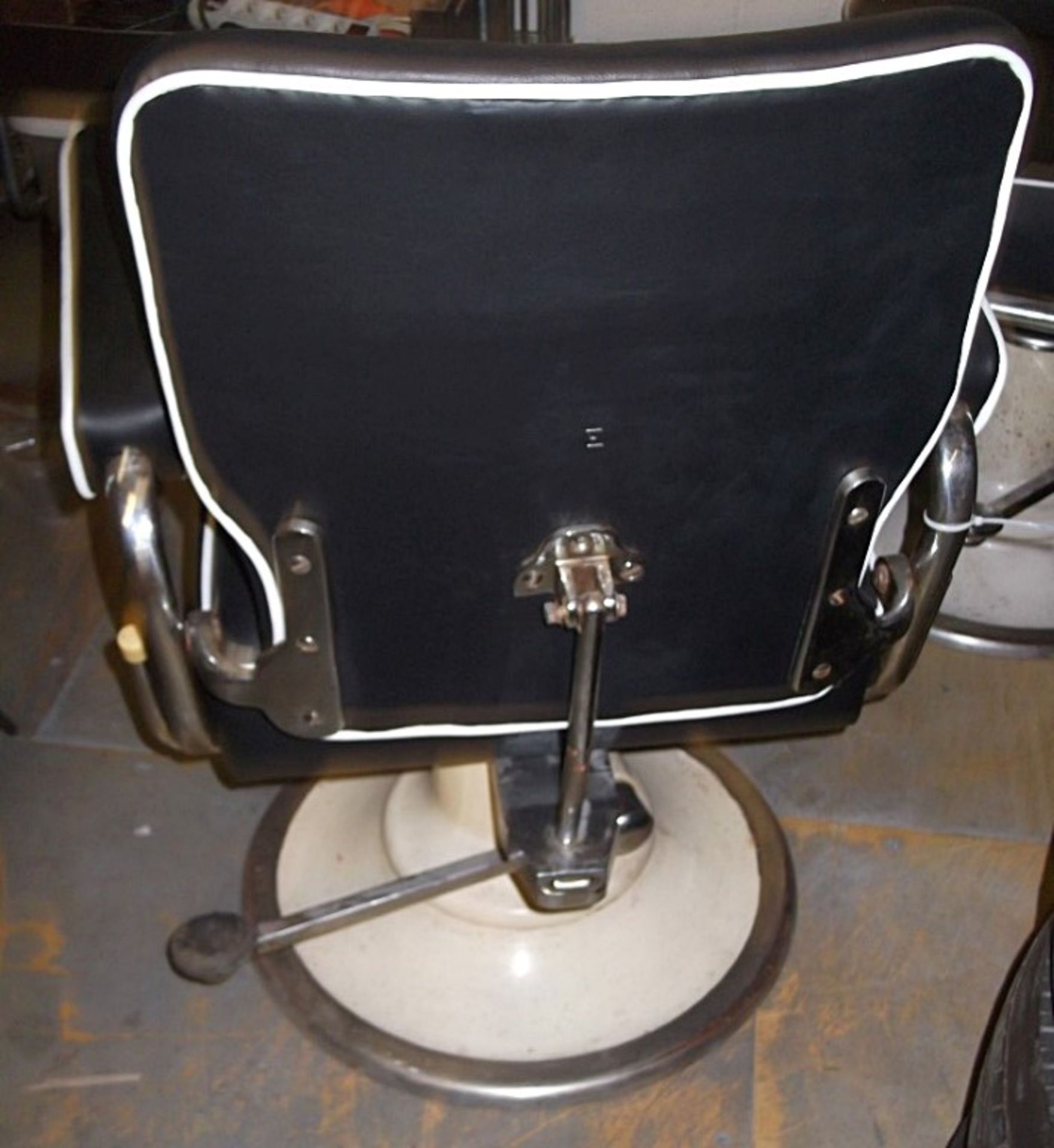 1 x Antique / Retro Barbers Chair - Partly Restored and Reupholstered As Shown - W58 x H8 x D100cm - - Image 3 of 6