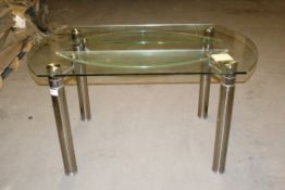 1 Mark Webster Round Extending Glass Drop Leaf Table - Dimensions: 140cm x 90cm (140 x 140cm