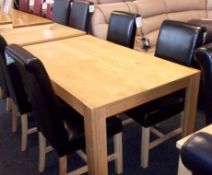 1 x Bentley Oak Extending Table + 4 Faux Leather Chairs - Ex Display Stock – Dimensions: W150 / W190