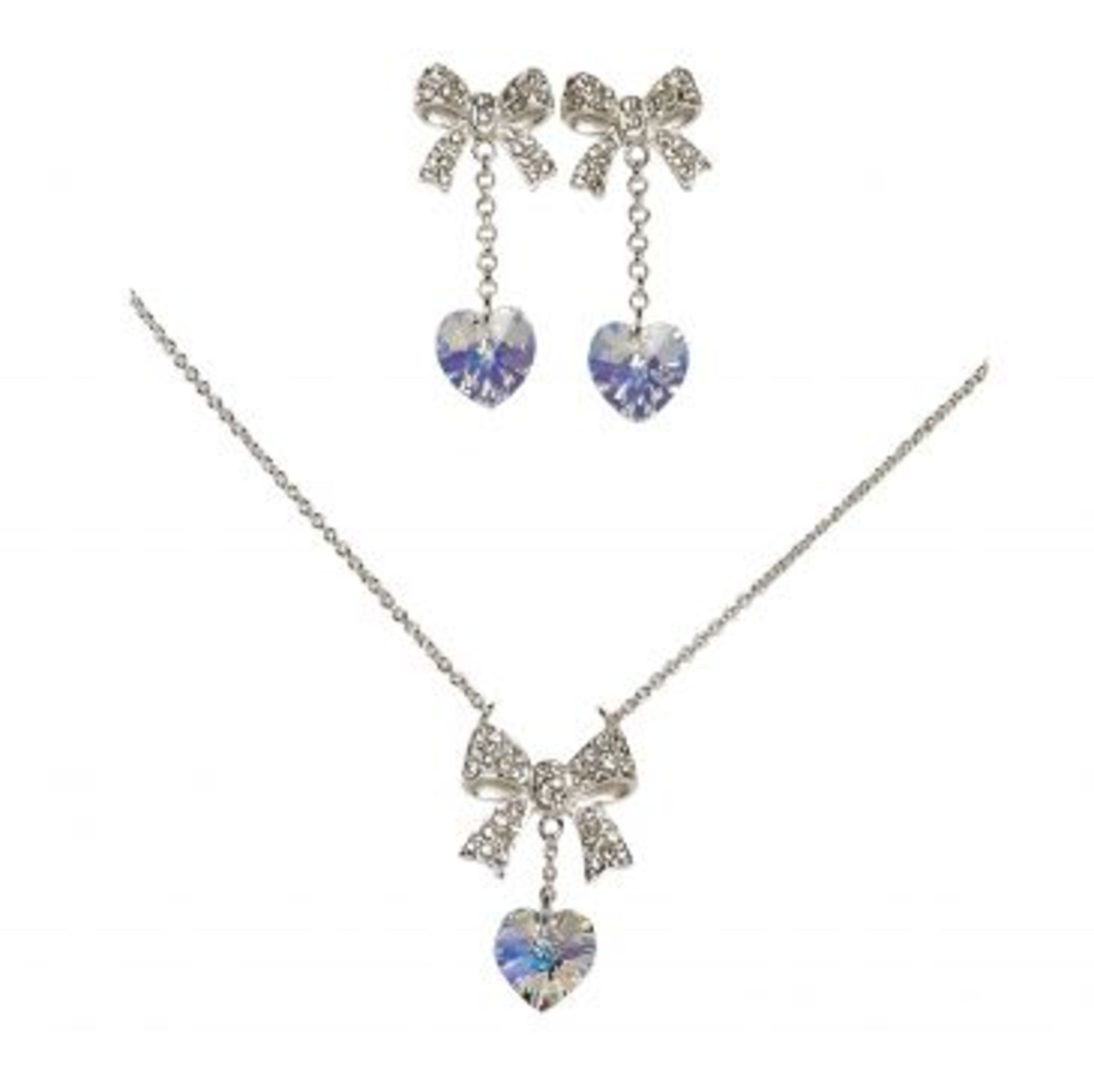 20 x HEART PENDANT AND EARRING SETS By ICE London - EGJ-9900 - Silver-tone Curb Chain Adorned With - Image 2 of 2