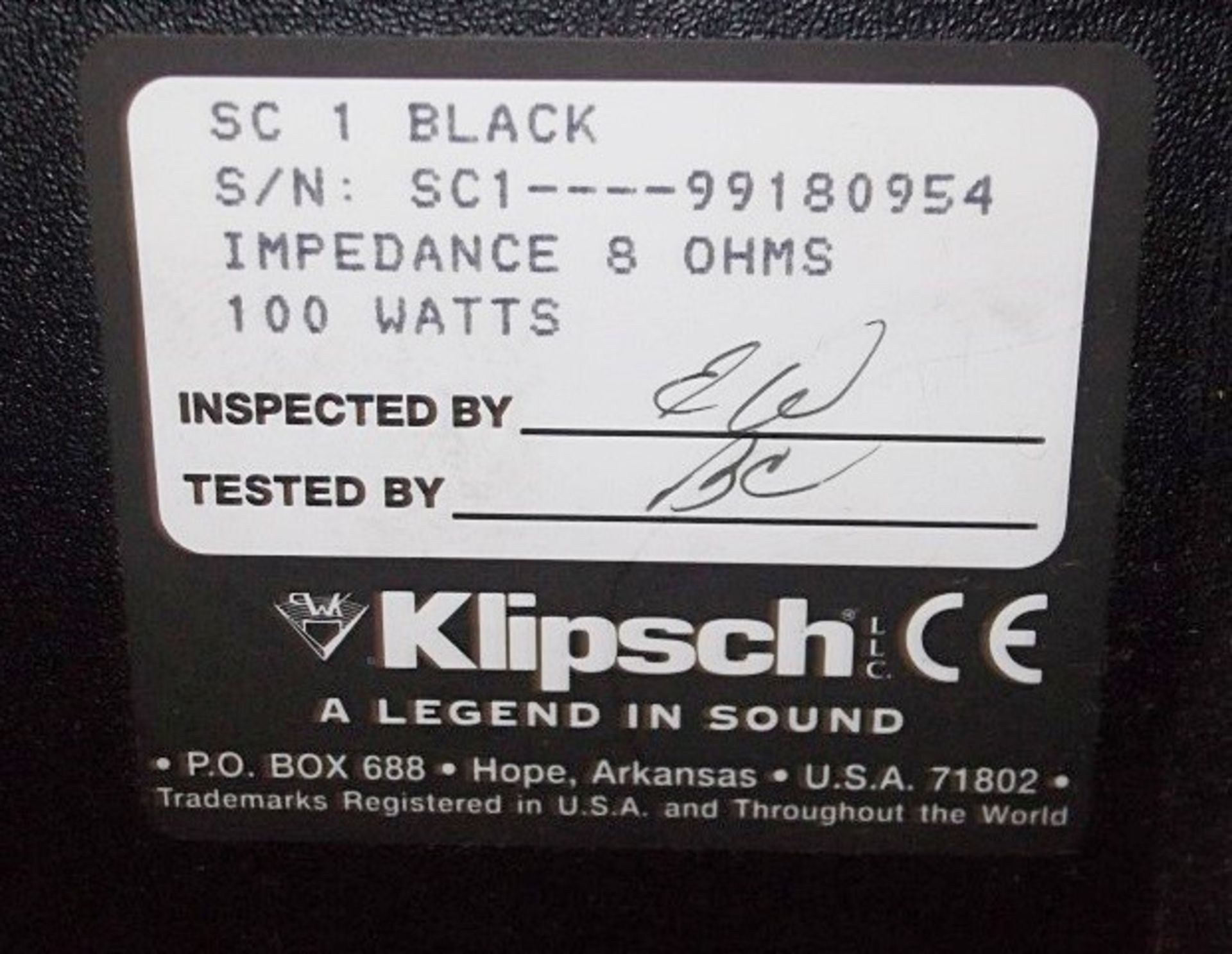 1 x Klipsch SC-1 Center Speaker - Great Working Condition In Original Box - Home Theatre - Quality - Image 4 of 6