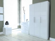 1 x Toronto Caspian WHITE Gloss Bedroom Furniture - 3 Piece Set - Includes: 3 Door Wardrobe, Large