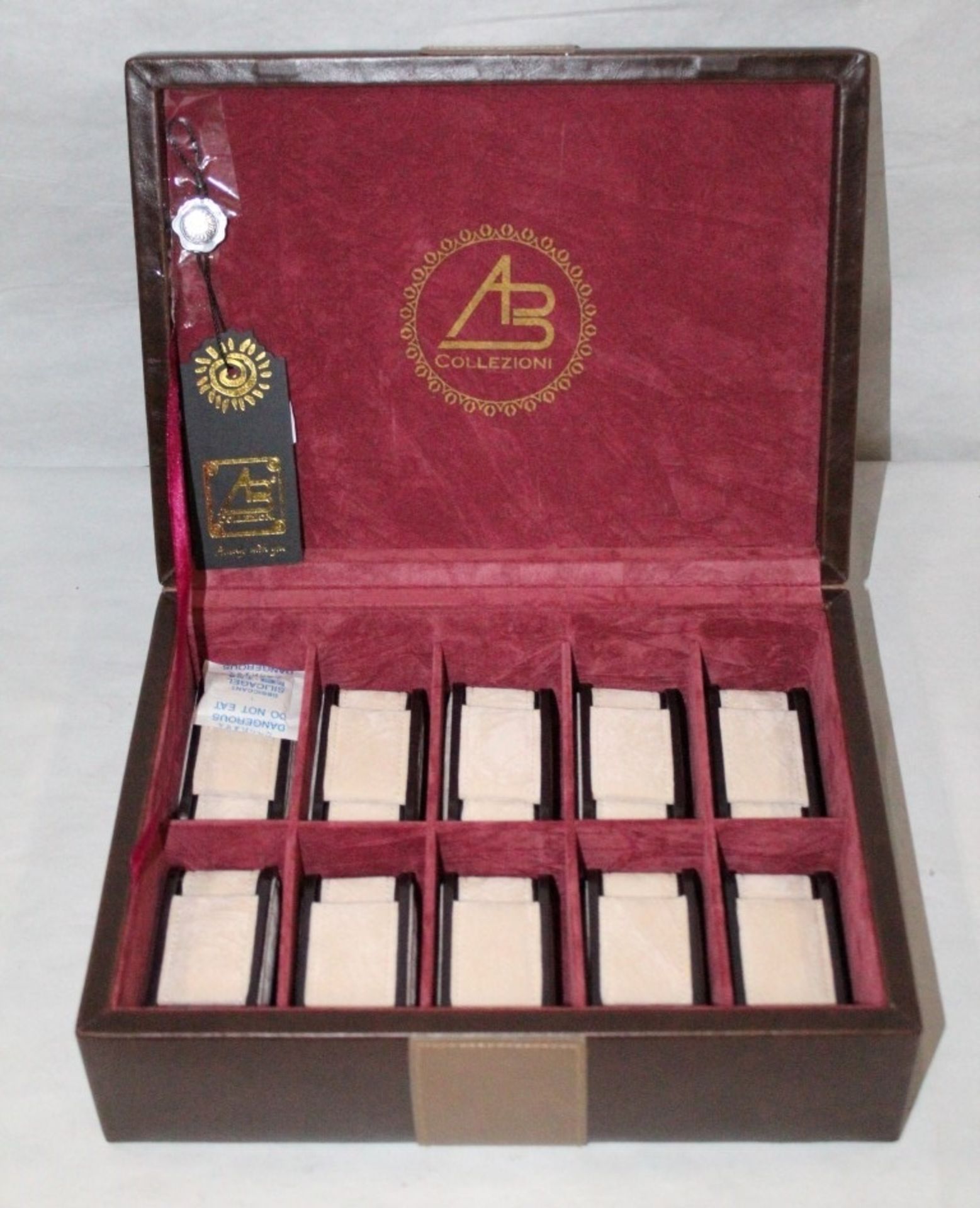 1 x "AB Collezioni" Italian Luxury Brown Leather Watch Case (34040) - Ref LT129 - Dimensions: