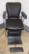 1 x Restored Barbers Chair - Restored and Reupholstered As Shown - W58 x H8 x D100cm - PD014 - CL079