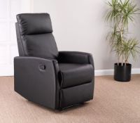 1 x "Venice" Recliner Chair In Black Faux Leather - Features Two Recline Positions - Brand New &