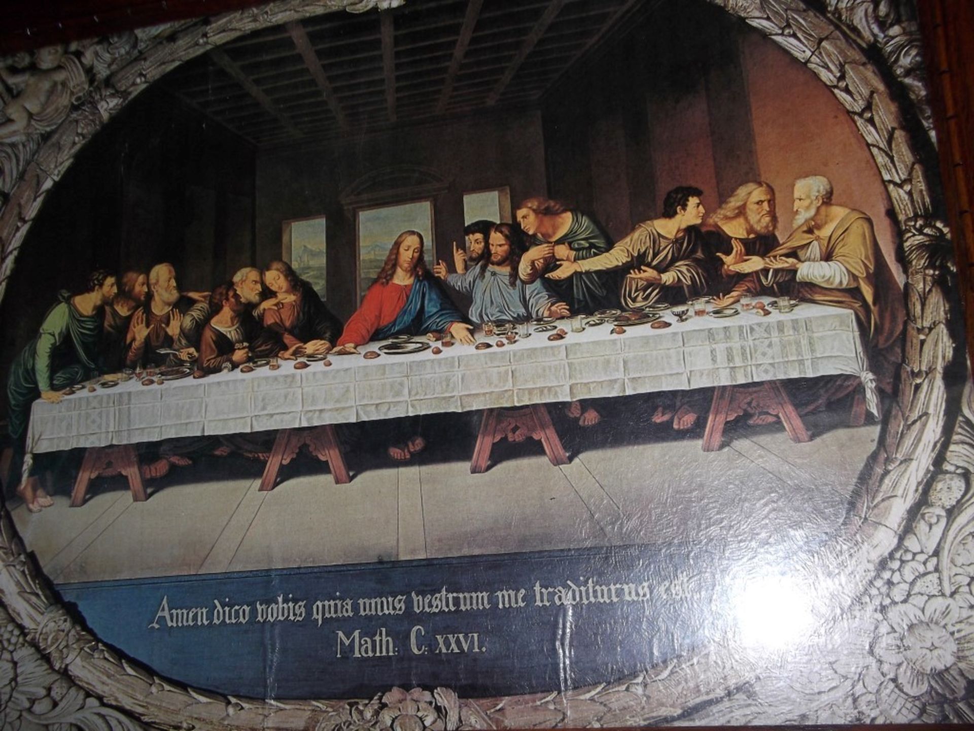 1 x Framed Last Supper Print - Pre-owned In Good Condition - Brought Over From America - W68 x H53cm - Image 3 of 5