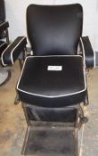 1 x Antique / Retro Barbers Chair - Partly Restored and Reupholstered As Shown - W58 x H8 x D100cm -