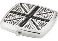 10 x Black Union Jack Compact Mirror - Ref ICE400110 - CL042 - Ideal Xmas Gifts - New & Boxed -