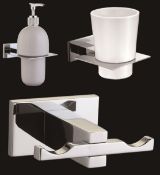 1 x Vogue Series 6 Accessory Set Including Soap Dispenser, Robe Hook and Toothbrush Tumbler - New