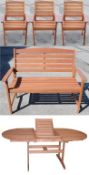 1 x 5-Piece "Macau Nassau" Garden Furniture Set - Includes Bench, Extending Table & 3 x Arm Chairs -