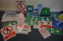 1 x Large Health and Safety Signage Lot Including Approx 50 Various Signs Plus HiVis Vests, First