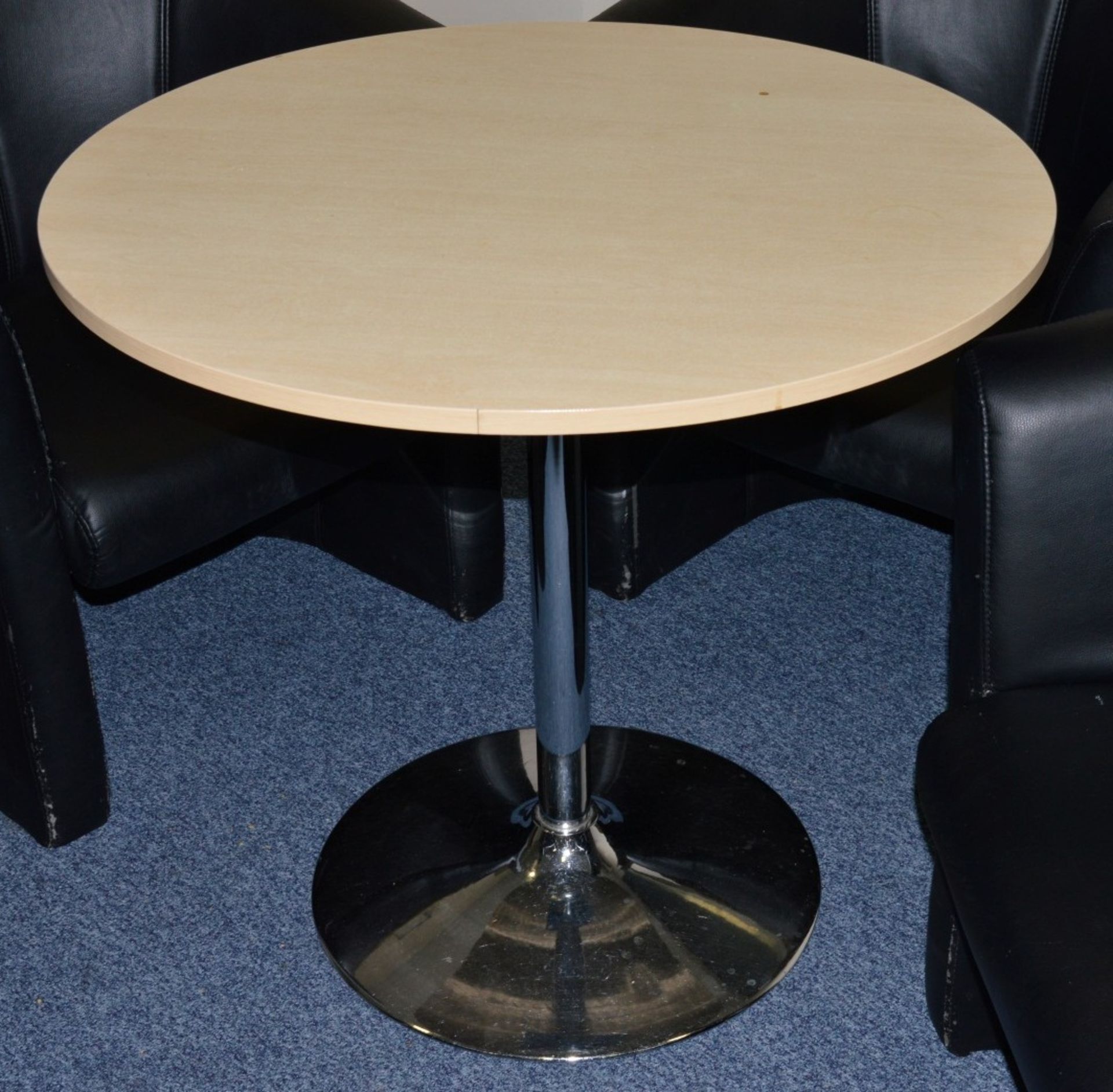 1 x Canteen Table With Four Faux Leather Tub Chairs - Table Size H74 x W80 cms - Ideal For Staff - Image 4 of 5