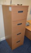 1 x Four Drawer Office Filing - Modern Beech Finish and Soft Close Drawers - H136 x W49 c D60