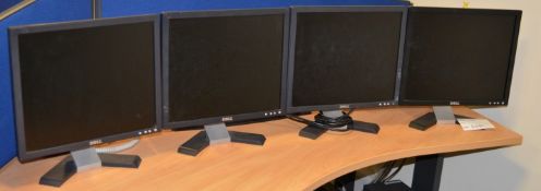 4 x Dell 17 Inch Flatscreen Computer Monitors - Without Cables - CL300 - Ref S051 - Location: