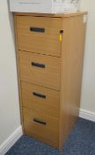 1 x Four Drawer Office Filing - Modern Beech Finish and Soft Close Drawers - Includes Key - H136 x