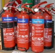9 x 1kg Powder Fire Extinguishers - Ideal For Use on Cars, Mini Buses, Taxis, Caravans, Small Boats,
