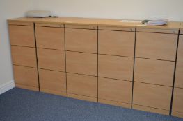 5 x Three Drawer Office Filing Cabinets - Modern Beech Finish - H99 x W48 x D62 cms - CL300 - Ref