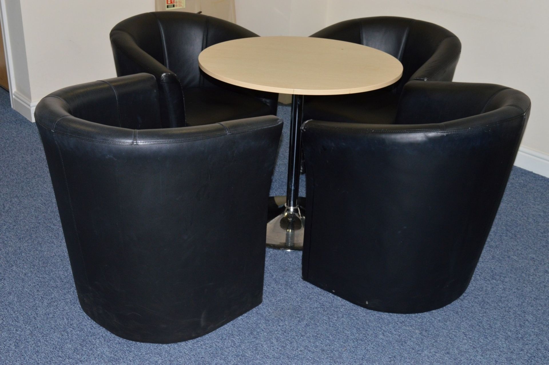 1 x Canteen Table With Four Faux Leather Tub Chairs - Table Size H74 x W80 cms - Ideal For Staff - Image 5 of 5