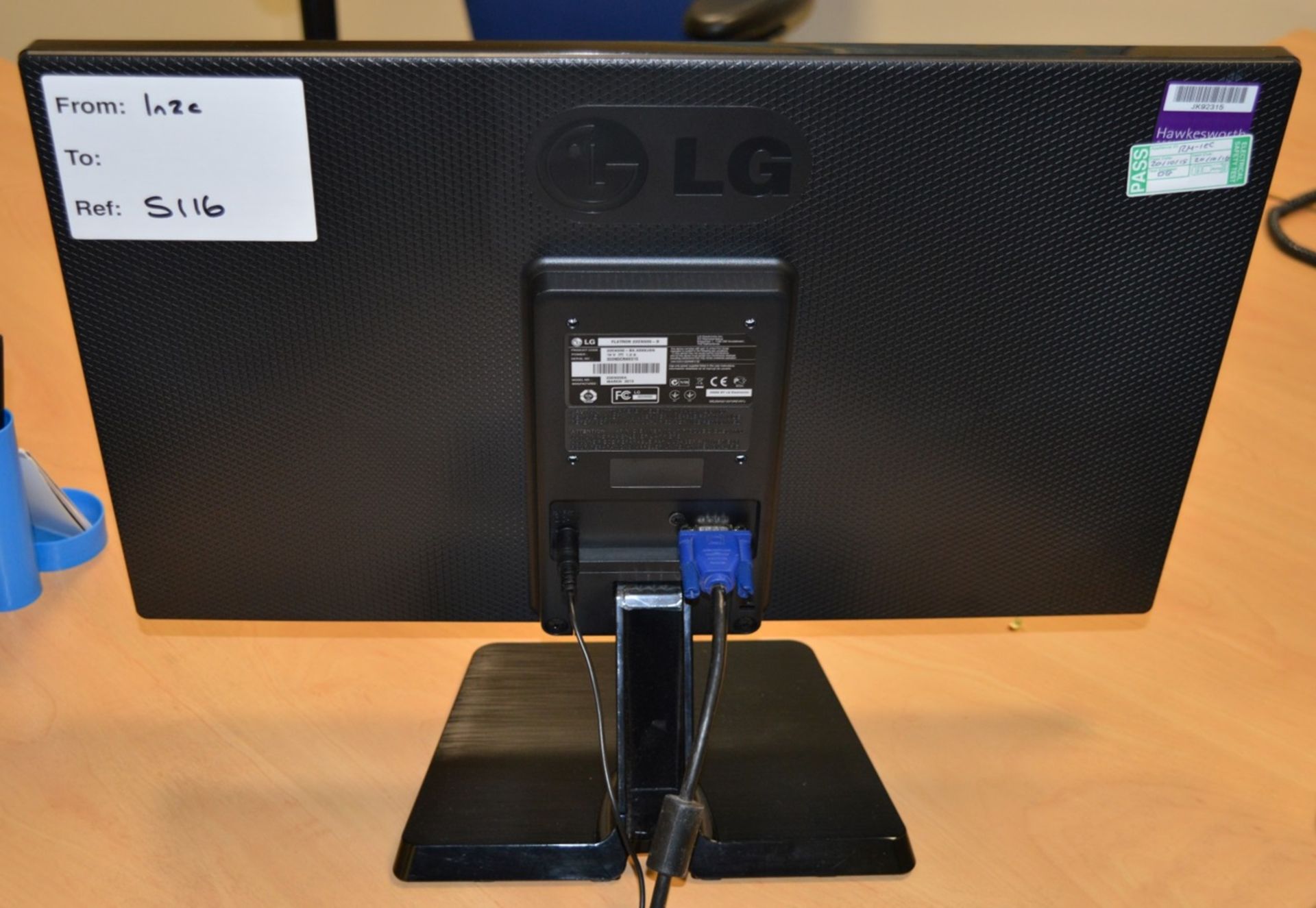 1 x LG Flatscreen LED Full HD 22 Inch Monitor With Cables - CL300 - Ref S116 - Location: Swindon, - Image 2 of 5