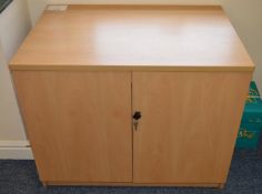 1 x Beech Office Storage Cabinet With Adjustable Internal Shelf and Key - CL300 - Ref S150 - H75 x