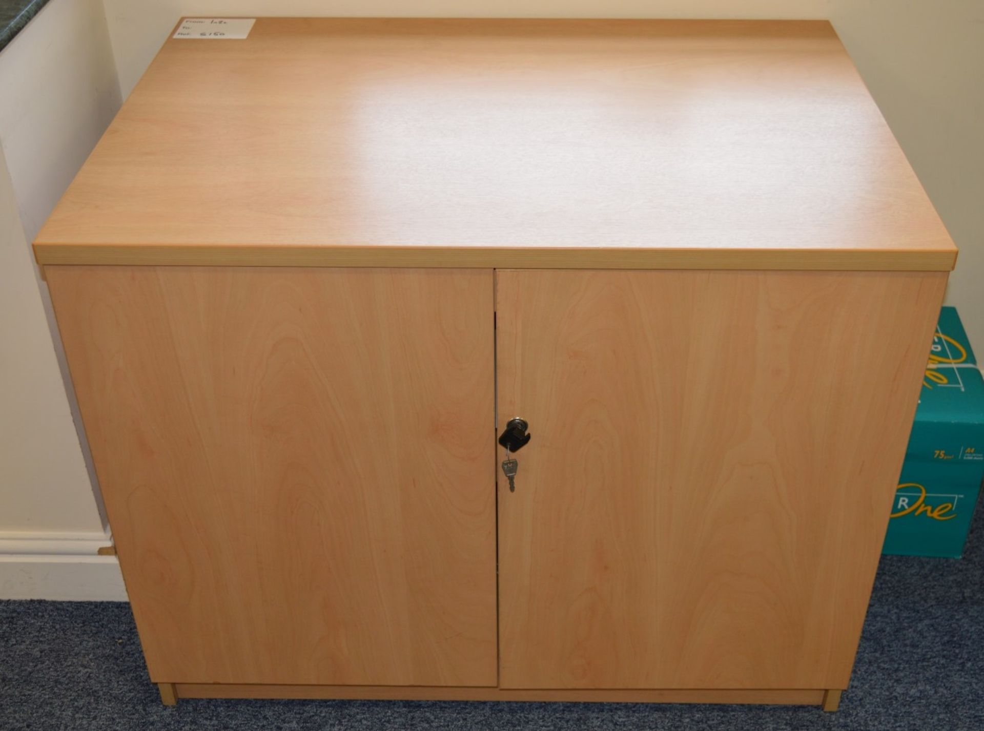 1 x Beech Office Storage Cabinet With Adjustable Internal Shelf and Key - CL300 - Ref S150 - H75 x