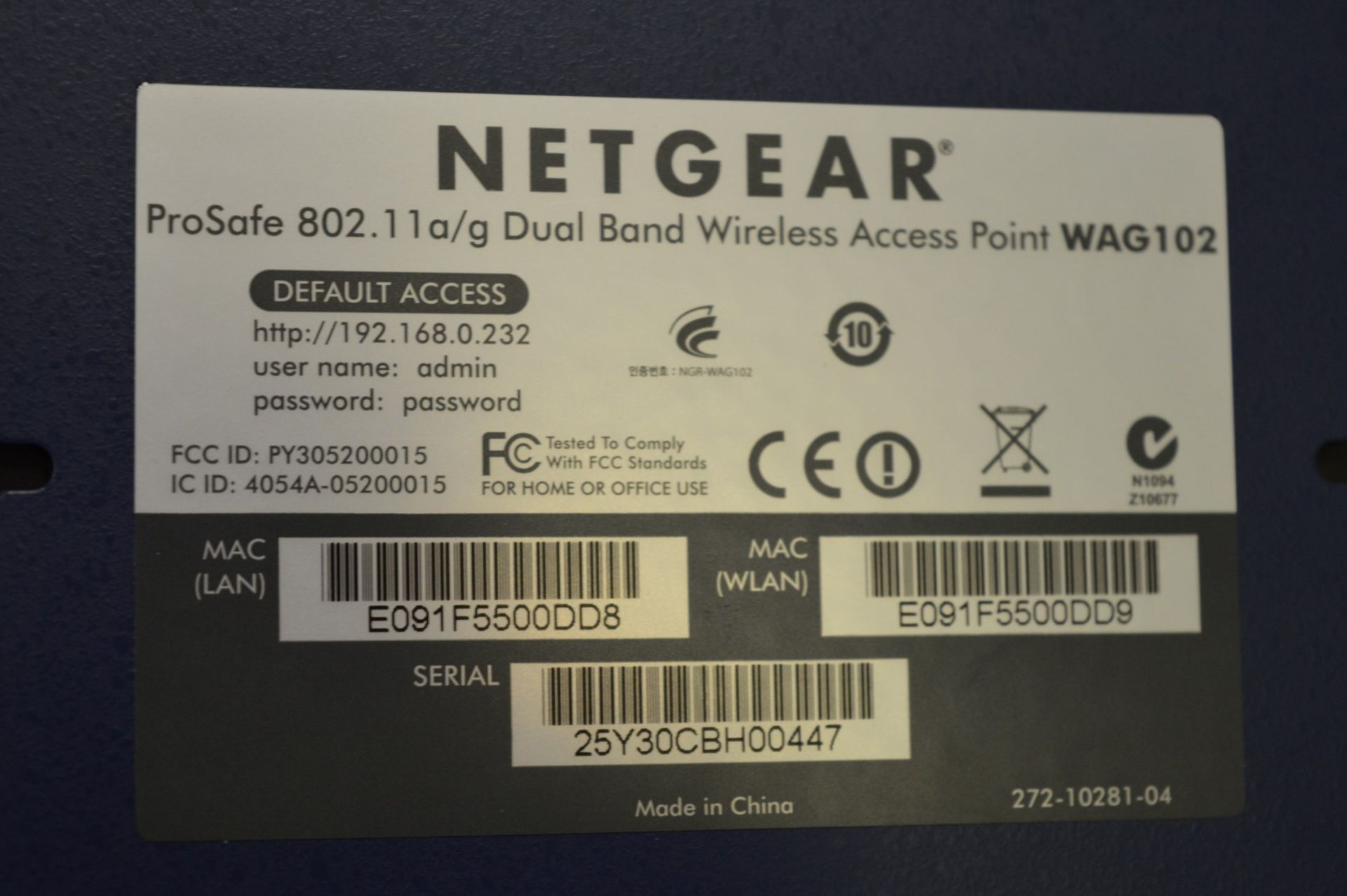 1 x Netgear WAG102 ProSafe Dual Band Wireless Access Point - Wireless Access Point For Upto 128 - Image 3 of 3