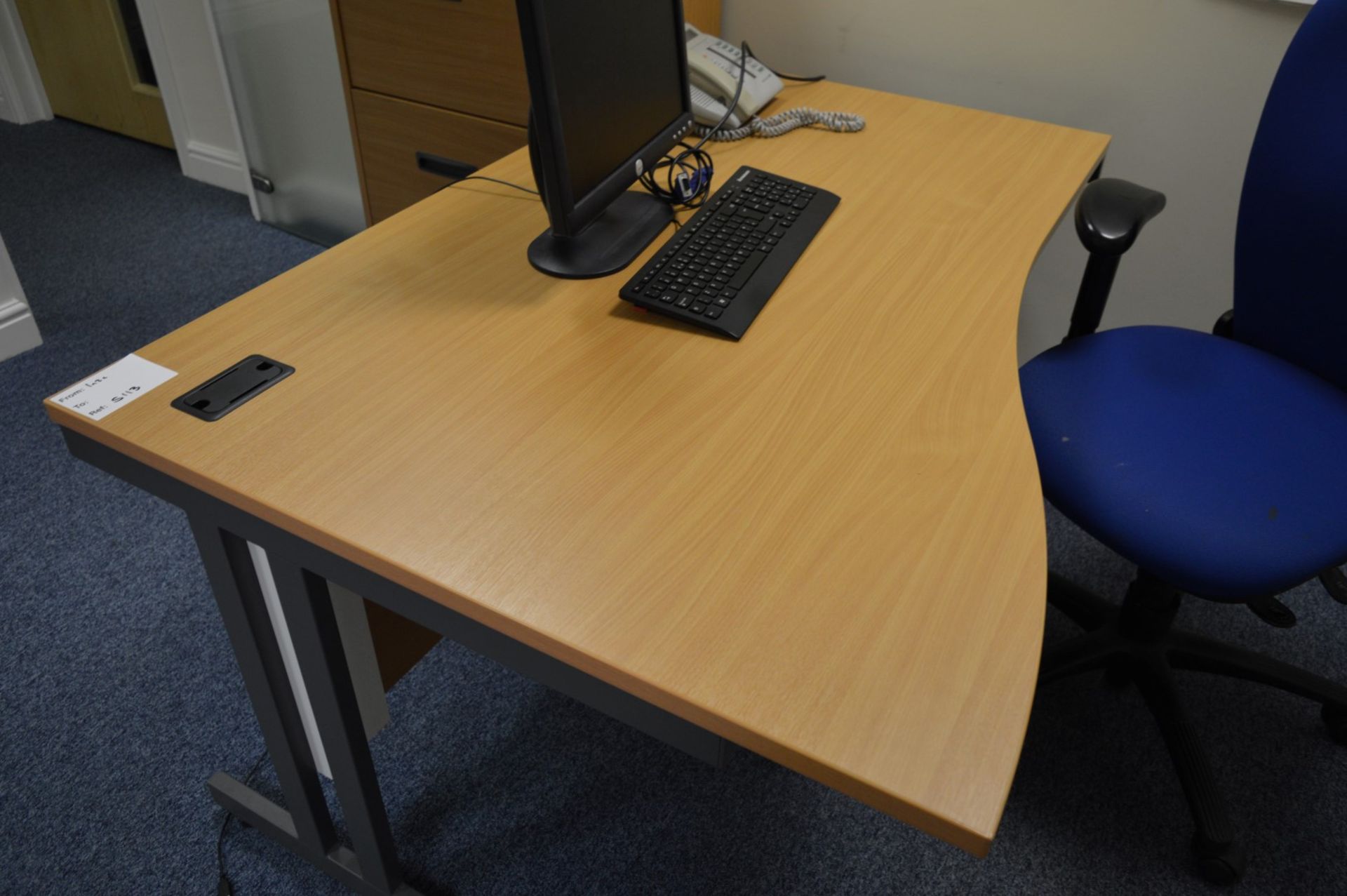 1 x Office Desk With Beech Top, Grey Coated Steel Frame and Blue Office Swivel Chair - H72 x W140 - Image 3 of 4